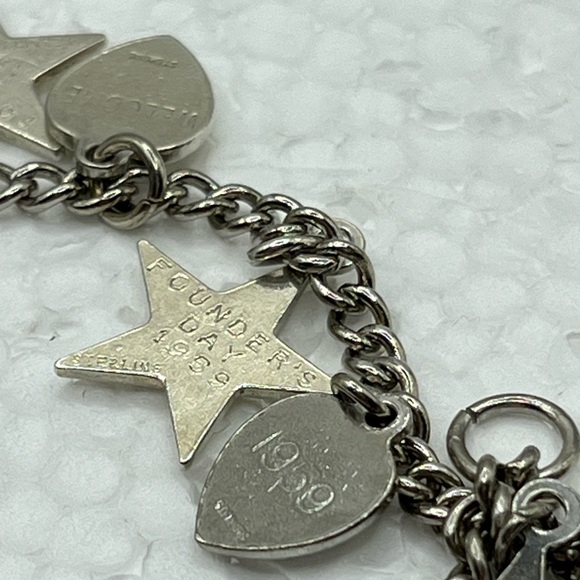 50's 60’s BETA SIGMA PHI Heart Star Charm Vintage Members Bracelet 925 Silver - Picture 7 of 15